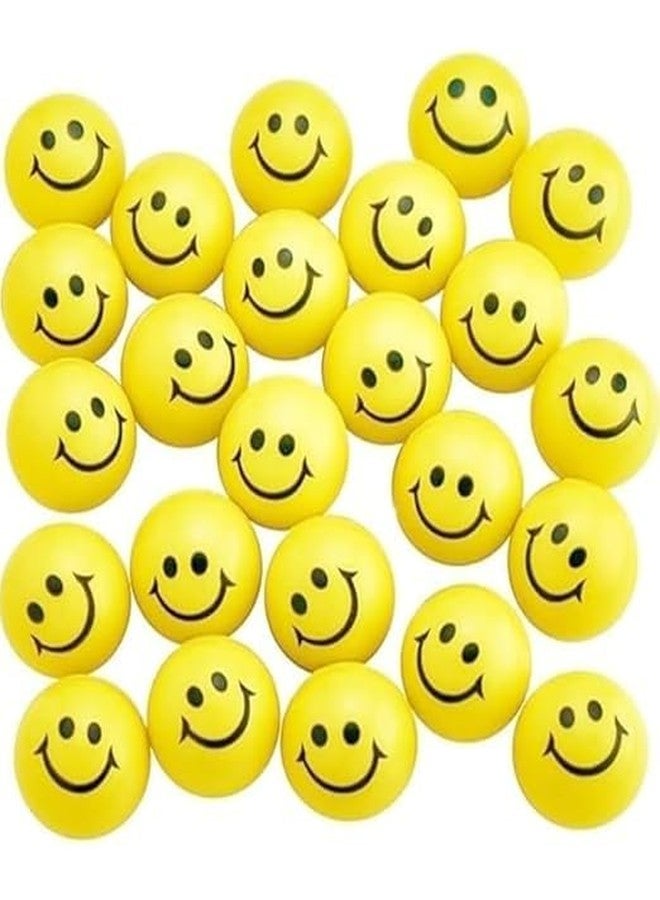 pop colours 12 Pcs Soft Squeeze Squishy Smiley Foam Sponge Ball | Stress Relief Yellow Happy Smiley Face Balls | Hand Exercise Balls Set for Kids Adults Light Weight Non Toxic Toy
